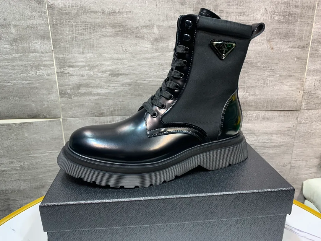 Men's men's shoes 💰820💰 🔥🔥🔥prada derby Prada top version thick-soled derby shoes, lace-up Martin boots, ken same fabric imported open edge beads, cowhide lining, cowhide feet complete set packaging code number 38-46
